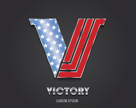 Letter V from alphabet in color of American flagのイラスト素材