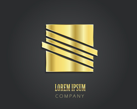 Abstract vector golden symbol  with square for your companyのイラスト素材