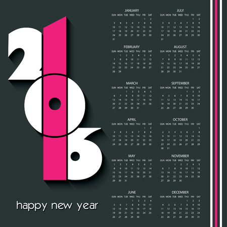 2016 calendar design template with dark backgroundのイラスト素材