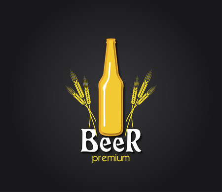 Creative design  with beer bottle and barleyのイラスト素材