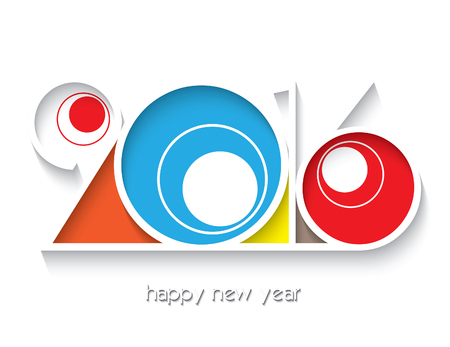 2016 Happy New Year for your greetings card isolated  on white backgroundのイラスト素材