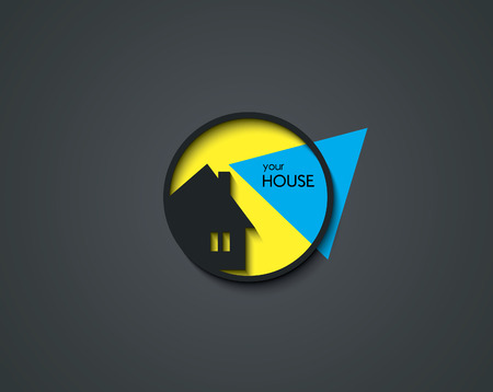 House Icon on Round Button Vector Illustrationのイラスト素材