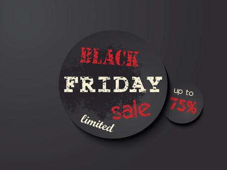Black Friday sale black round banner design template, vector illustrationのイラスト素材