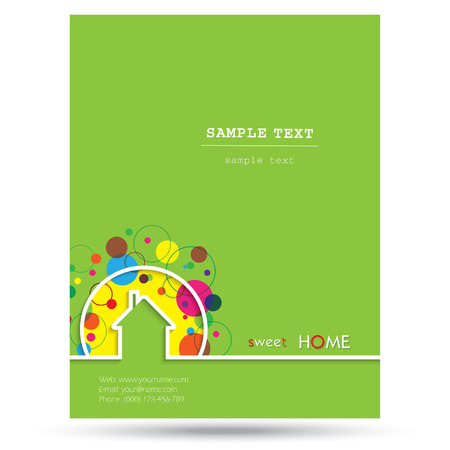 House design with place for text. Home Sweet Home Vector Illustration on green backgroundのイラスト素材