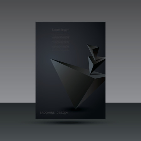 Brochure, flyer or cover design template with abstract black backgroundのイラスト素材