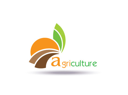 Agriculture Logo Template Design. Icon, Sign or Symbol, organic, farm, nature, ecology. Vector flat designのイラスト素材
