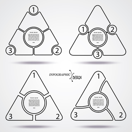 Template vector triangles for infographic. Flat design can be used for for diagram, graph, presentation and triangle chart with 3 options, parts, steps or processes.のイラスト素材