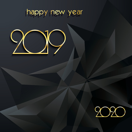 2019 Black Background New Year or Christmas  creative greeting card or calendar design Golden numbers.のイラスト素材