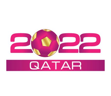 2022 with Soccer ball icon. Championship. Flat illustration in on white background.のイラスト素材