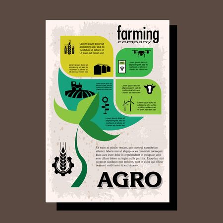 Agriculture brochure design template for agricultural company, agro conference, forum, event, exhibitionのイラスト素材