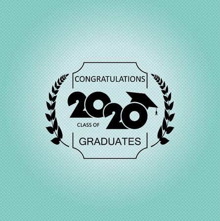 Class of 2020 with Graduation Cap. Design for greeting card, invitation, poster, brochure, label. Flat simple designのイラスト素材