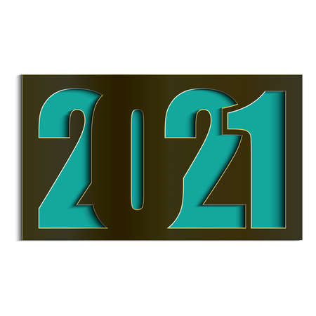 2021 happy new year text golden and olive colors. Creative design for your greetings card, flyers,...