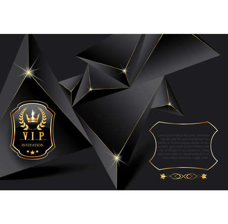 Luxury VIP banner. Creative design Cover of VIP card, invitation, greeting card, member card. Golden Glitter geometric background.のイラスト素材