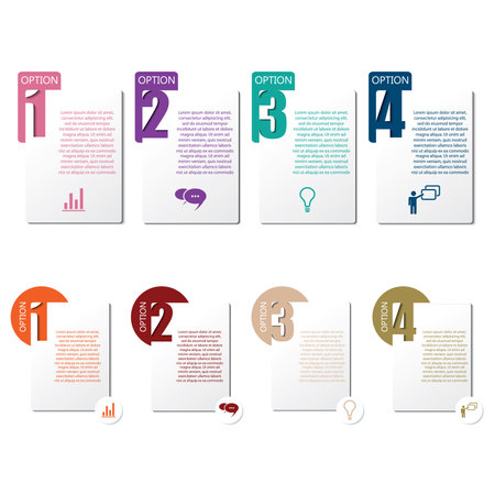 Template 4 options or steps, segments for Information presentation. concept Info design. Infographic template can be used for web design, workflow or graphic layout, optionsのイラスト素材