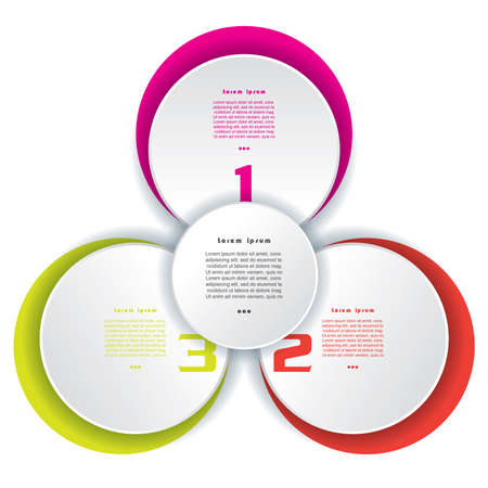 3 circles options or steps, segments for Information Table. concept Info design. Infographic template can be used for presentation, web design, workflow or graphic layout, diagram, optionsのイラスト素材