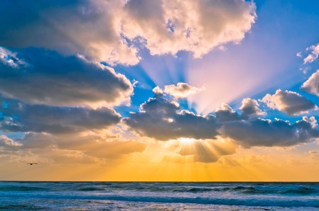 The sea in the sunsetの写真素材