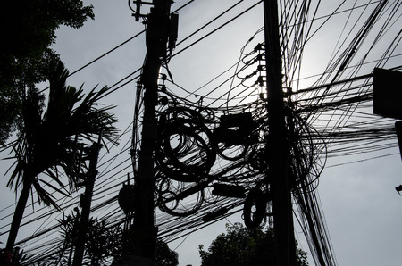 complicate electricity cableの写真素材