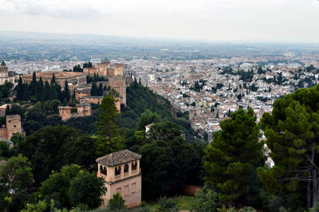 Overview of the Alhambra and the city of Granada Overview of the Alhambra and the city of Granadaのeditorial素材