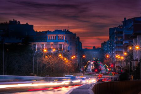 Ruben Dario Street at the sunset (Madrid - Spain)の写真素材