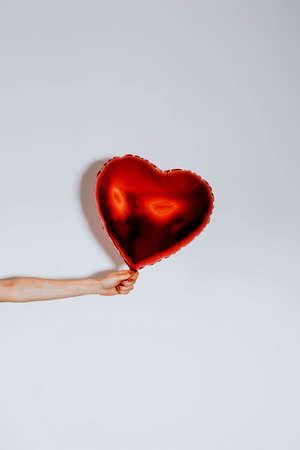 red heart shaped balloon for valentines dayの写真素材