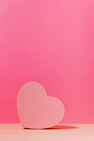 Heart-shaped box for gifts on Valentine's Day in light pink with pink bottomの写真素材