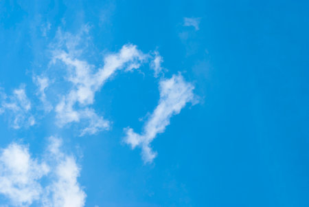 small light clouds in formation in intense blue sky with clean air in summer