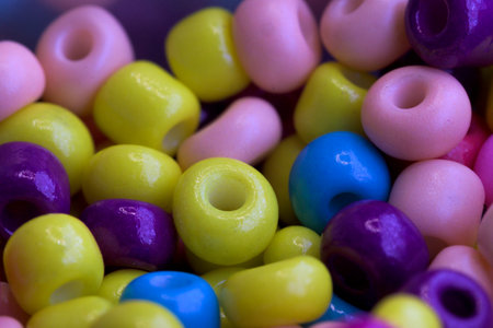 Colorful round hoop rings to make jewelry bracelets for childrenの写真素材
