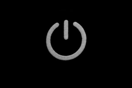 Symbol on off equipment device system in white with black backgroundの写真素材