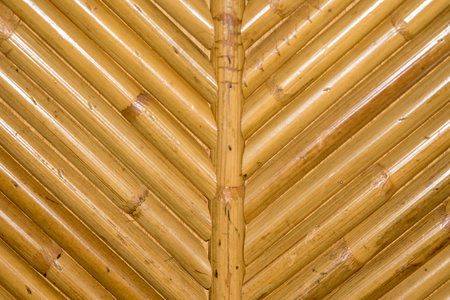 Close up of natural bamboo woven texture with warm tones and rustic handcrafted surface ideal for backgrounds and design projectsの写真素材