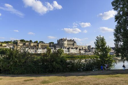 Blois city, view from the bank of the stream. France