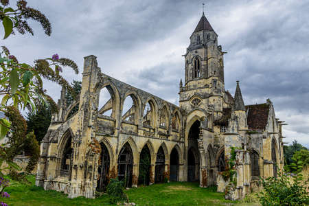 old Roman Catholic church, today part in ruins, located in the ancient city of Caenのeditorial素材