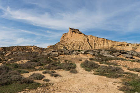 view of the semi-desert landscape on a sunny day with clouds.の写真素材