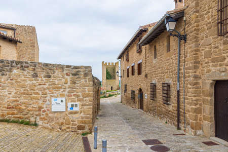 view of the village streets, houses and cloudy sky.のeditorial素材