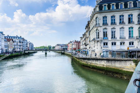 view of the city, the river, the streets and some buildings on a sunny day with cloudsのeditorial素材