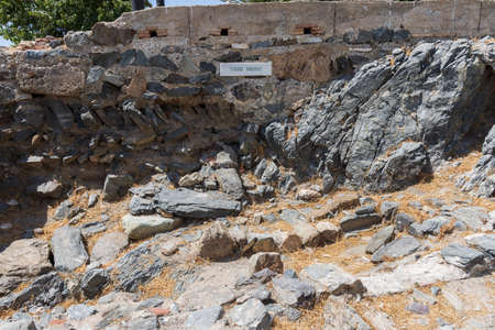 view of the inner part of the bastion walls, there is a sign indicating roman tombs