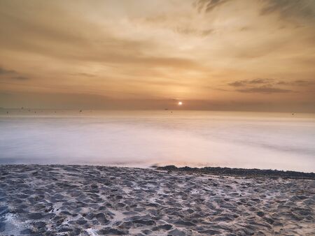 sunrise on Urbanova beach, Alicante, Spainの写真素材