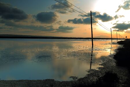 sunset in lagoon of santa polaの写真素材