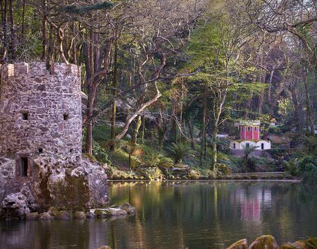 lake in the city of sintra near Lisbon, Portugalの写真素材