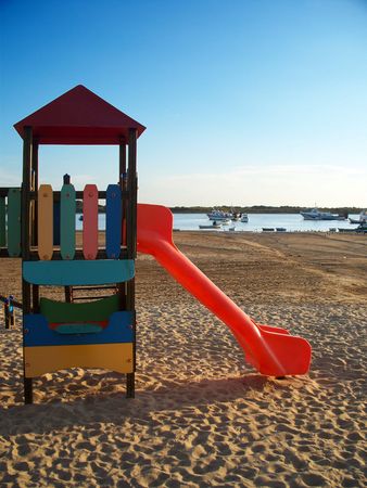 playground on the beachの写真素材