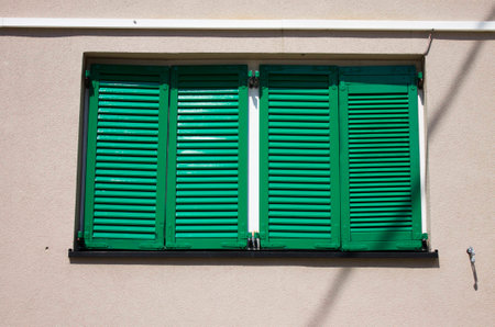 Green windows with great geometry linesの写真素材