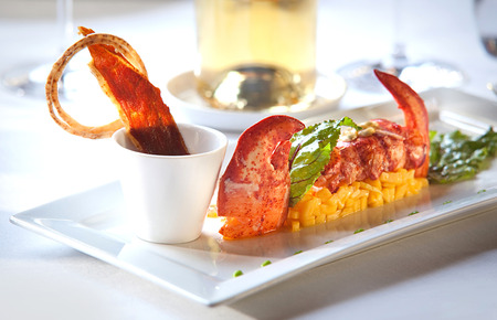 Delicious gourmet food on dishの写真素材