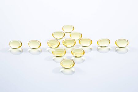 evening primrose oil capsules isolatedの写真素材