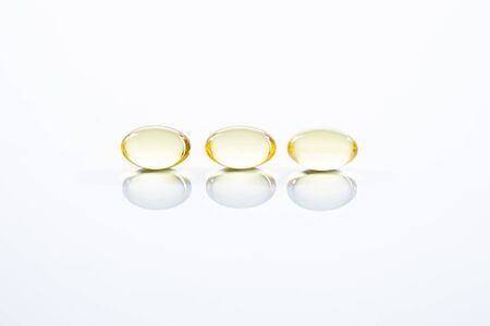 evening primrose oil capsules isolatedの写真素材
