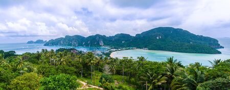 View of Ko Phi Phi island, Krabi Province, Andaman Sea, Thailand.turquoise water beachの写真素材