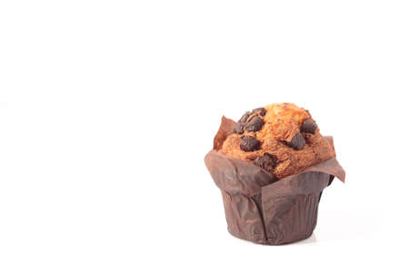 chocolate muffins isolated on a white background with copyspace.の写真素材