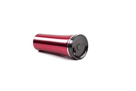 red burgundy thermo mug on a white background isolatedの写真素材