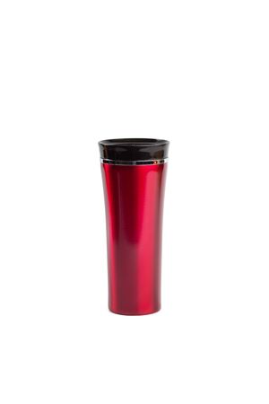 red burgundy thermo mug on a white background isolatedの写真素材
