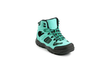 men's winter boots blue for expeditions of travel isolated the a white backgroundの写真素材