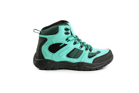 men's winter boots blue for expeditions of travel isolated the a white backgroundの写真素材