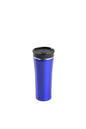 blue burgundy thermo mug on a white background isolatedの写真素材